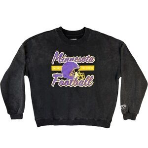 Fan Girl Minnesota Vikings Crewneck Black Heathered Sweatshirt Womens Size XL
